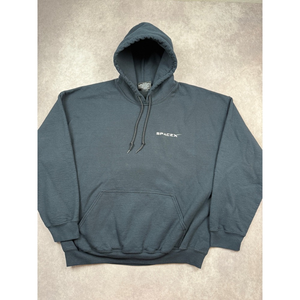 SpaceX Official Logo Pullover Hoodie Black Men Unisex XL Graphic Sweatshirt Tech